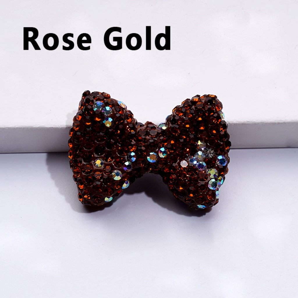 Glittering Multi-Color Bowknot Clay Beads Adorned with Sparkling Rhinestones Approx. 29x21MM