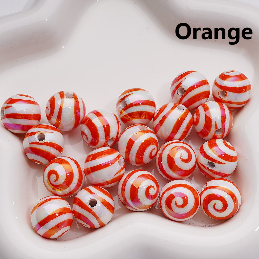 Swirl Stripes Multi-Color UV Coating Round Acrylic Beads 16MM (Single Color is available for 200pcs Whole bag)