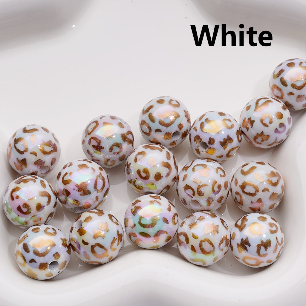 Gold Leopard Prints UV Coating Round Acrylic Beads in Solid Color 16MM (Single Color is available for 200pcs Whole bag)