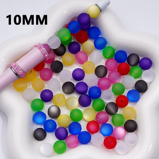 Frosted Matte Multi-Color Cat Eye Effect, Round Acrylic Waist Beads for Jewelry Making 10MM