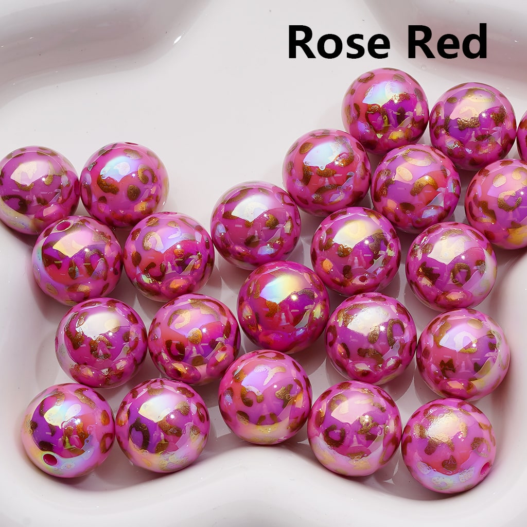 Gold Leopard Prints UV Coating Round Acrylic Beads in Solid Color 16MM (Single Color is available for 200pcs Whole bag)