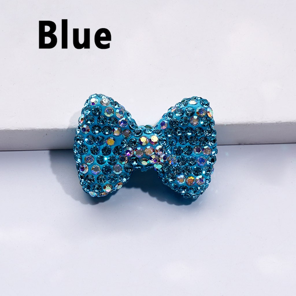 Glittering Multi-Color Bowknot Clay Beads Adorned with Sparkling Rhinestones Approx. 29x21MM