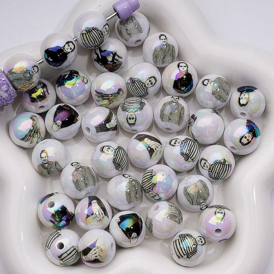 Th Addam Famil Series UV Coating Acrylic Beads 16MM Random Mix