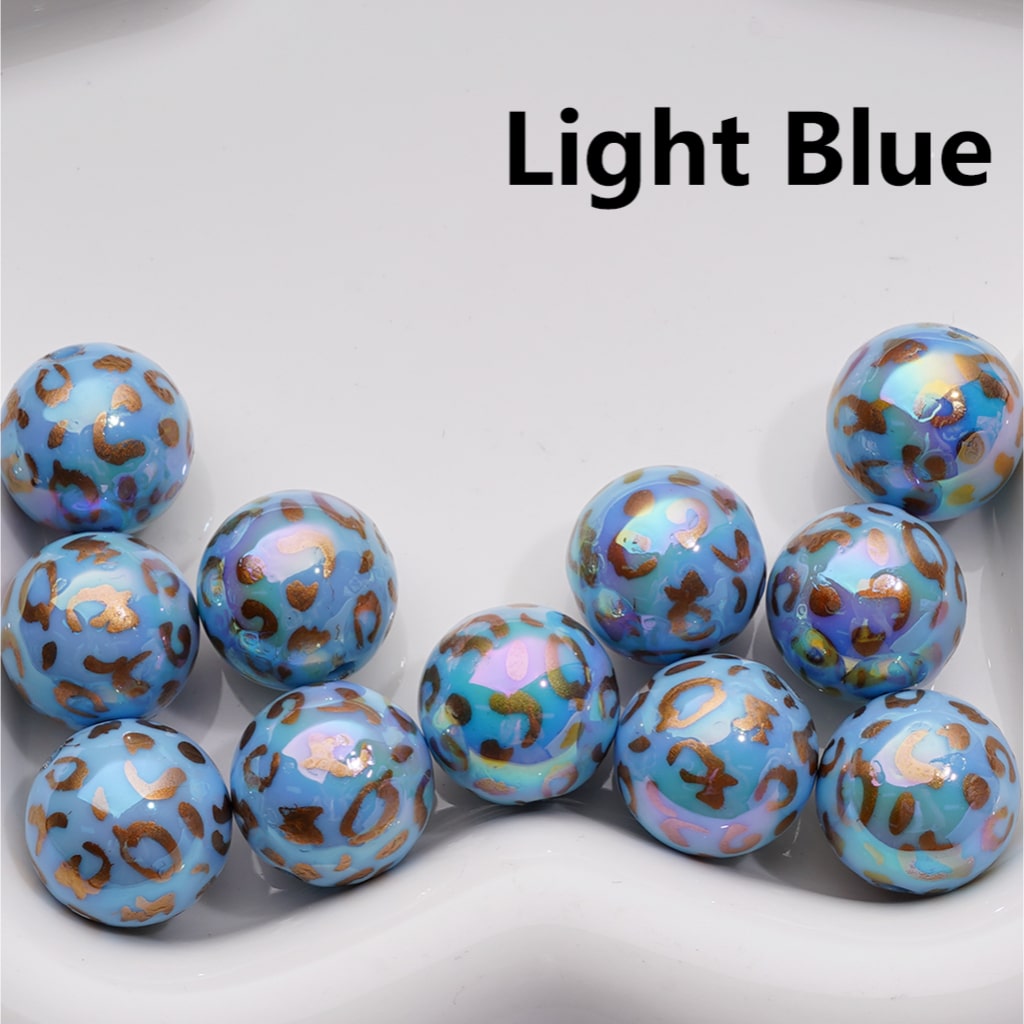 Gold Leopard Prints UV Coating Round Acrylic Beads in Solid Color 16MM (Single Color is available for 200pcs Whole bag)