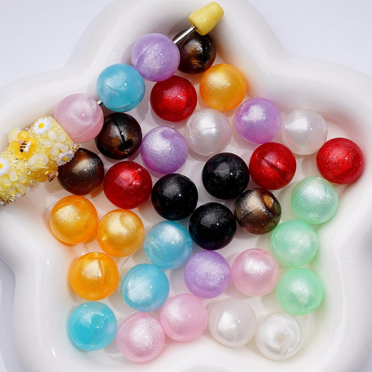 Glossy Multi-Color Round Acrylic Beads – Sparkling Glitter Finish, 16MM