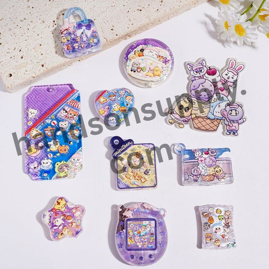 Sweet Korea Boy Group Cartoon Characters with Ice Cream & Dessert Party Designs, Acrylic Beads & Pendants, Random Mix