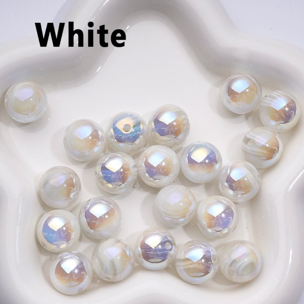 Round Acrylic Beads with UV Gloss and Colorful Art Stripes 16MM