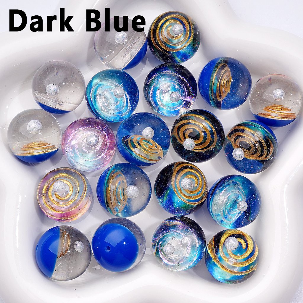 Stunning Clear Acrylic Beads with Glitter & a Luminous Galaxy Planet Design, 20MM
