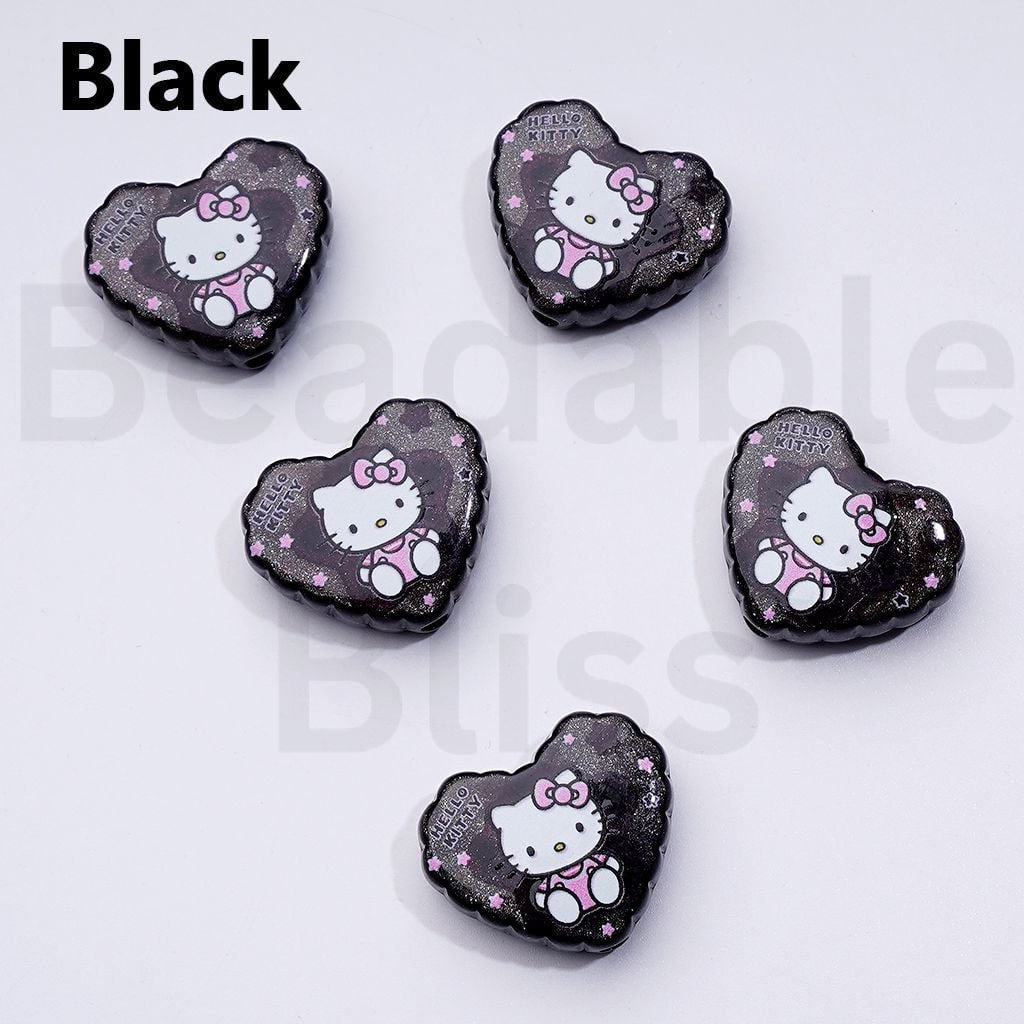 Vivid Cute Cat Adorable Character Heart Acrylic Beads, Around 26*22MM