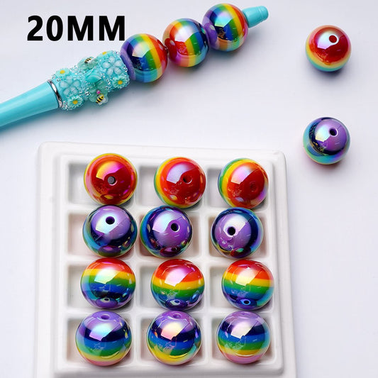 UV-Coated Acrylic Beads – Glossy Solid Rainbow Print (20MM)