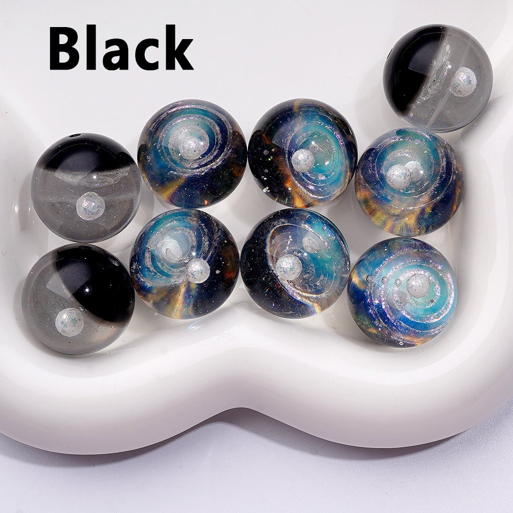 Stunning Clear Acrylic Beads with Glitter & a Luminous Galaxy Planet Design, 20MM