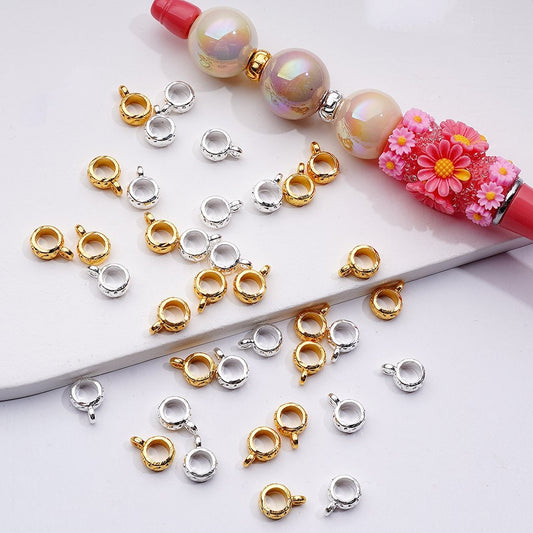Gold & Silver Alloy Bail Beads 7MM Findings for Hanging Charms and Pendants