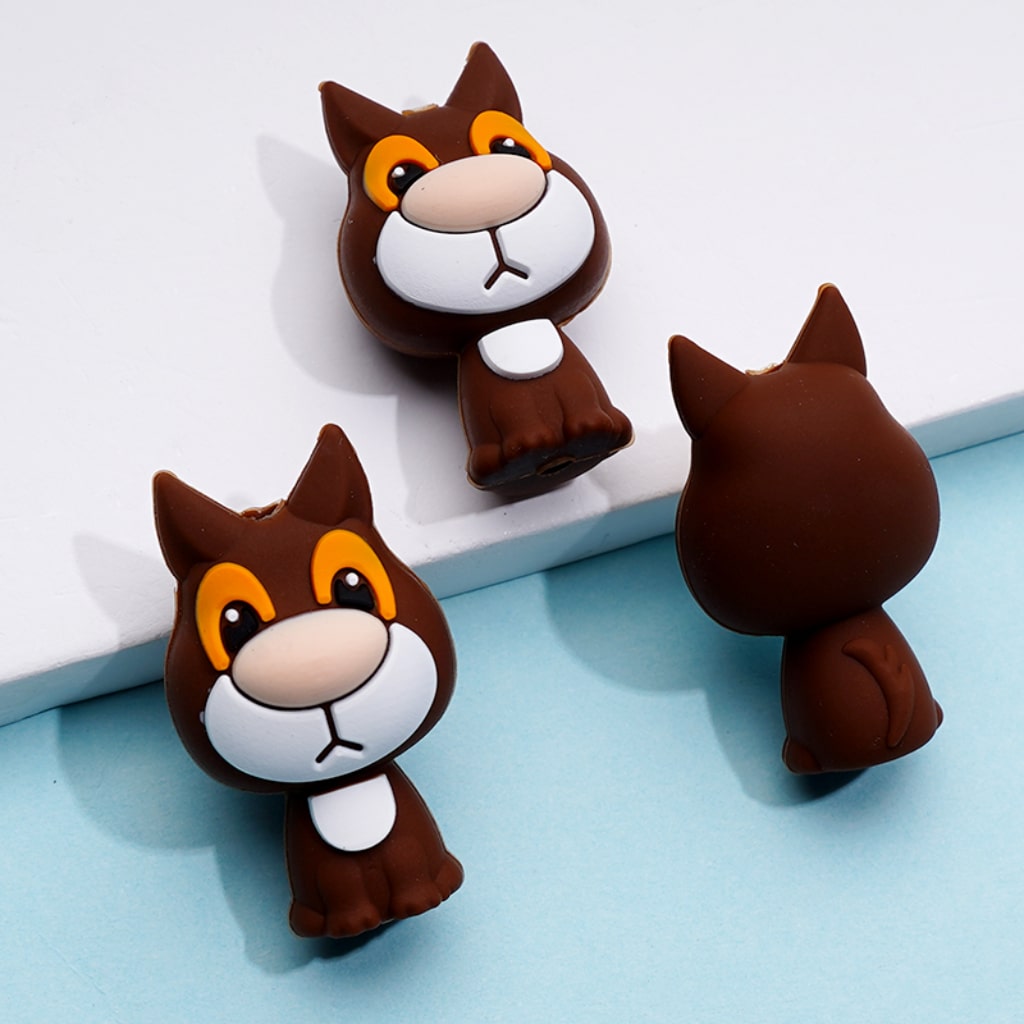 3D Cute Pupppy Dog Silicone Focal Beads