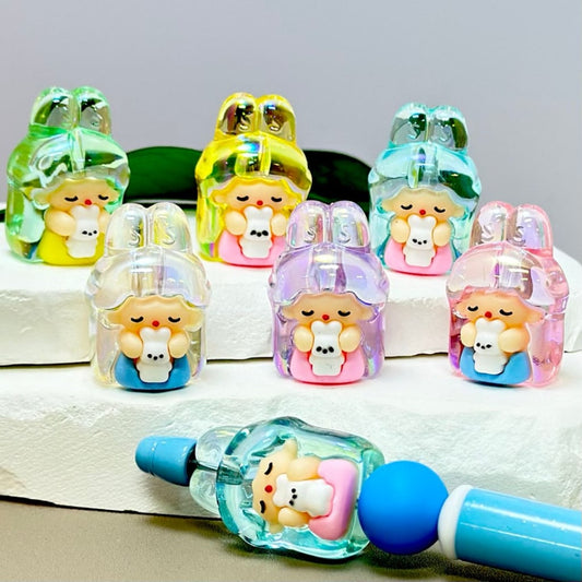 Colorful Clear Bunny Rabbit Bling Bling Acrylic Beads, Around 32*22MM, Please Read the Description