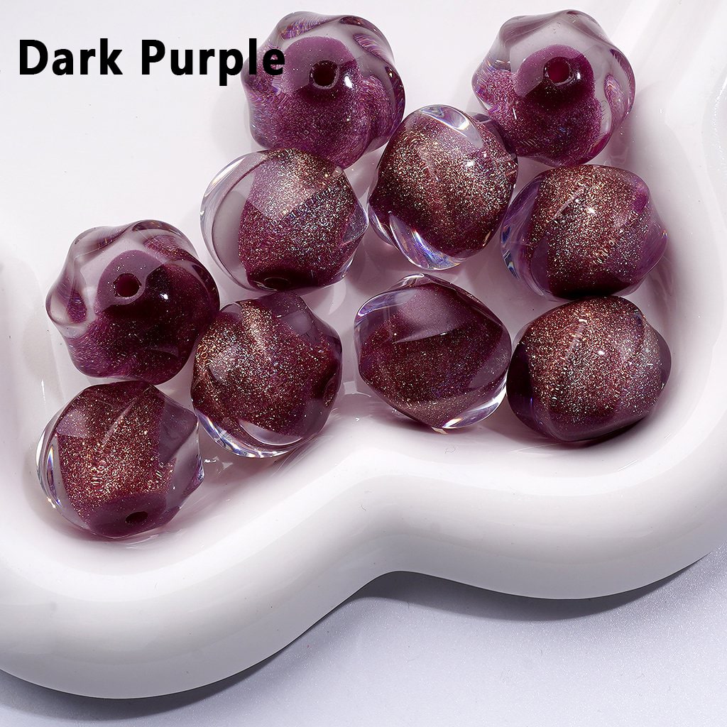 Radiant Multi-Color Swirl Acrylic Beads with Shiny Gold Glitter & Sugar Core, Around 20MM