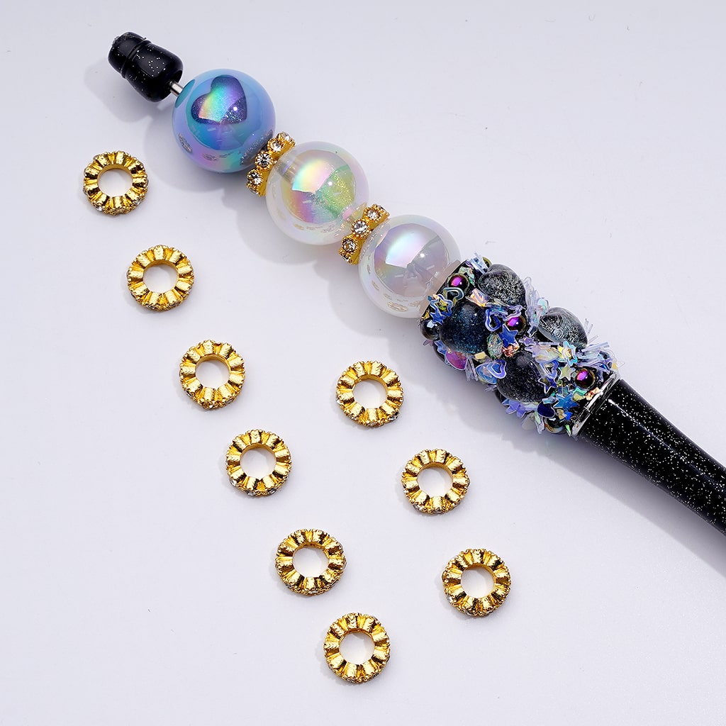 Charming Mini Round Spacer Beads in Gold, Silver, and Gun Black Metal with Clear Rhinestones, 10MM