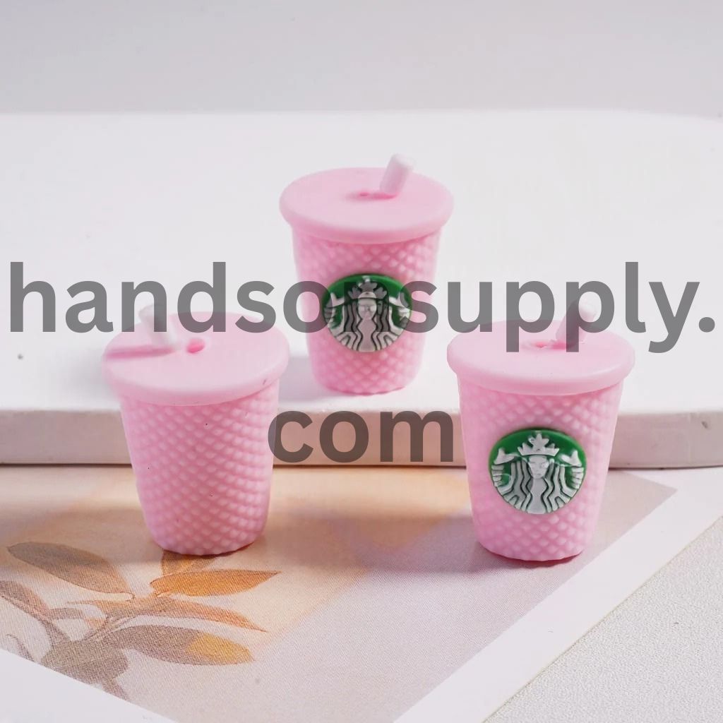 Mini 3D Cute Coffee Cup Bottle with Straw Silicone Focal Beads