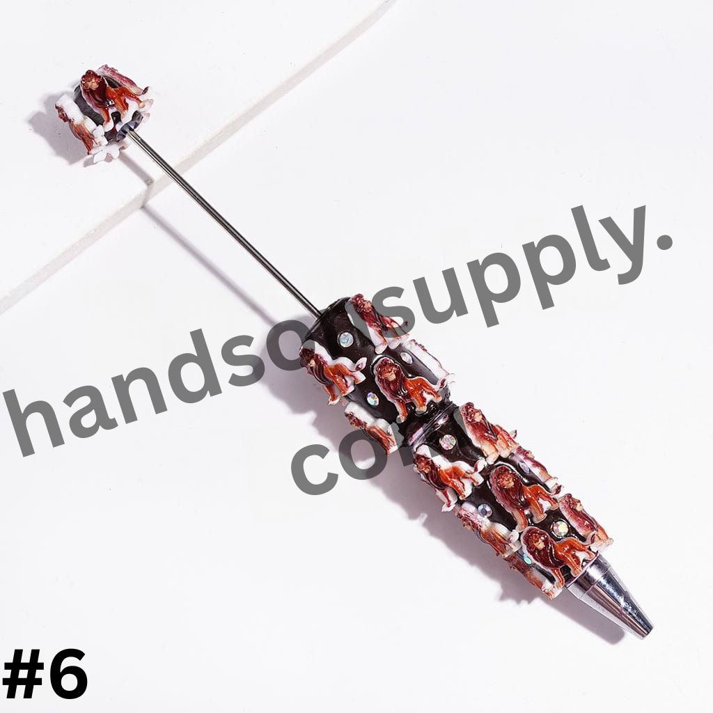 Iconic Lion Leader Character Series Design with Sparkling AB Rhinestones Beadable Clay Pens