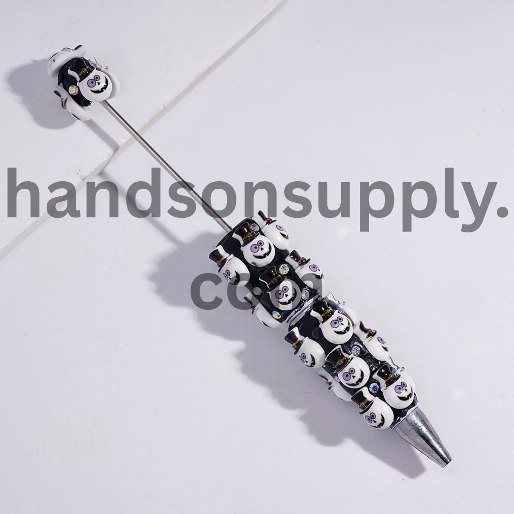 Halloween Skull & Ghost with AB Rhinestones Beadable Clay Pens Random Mix