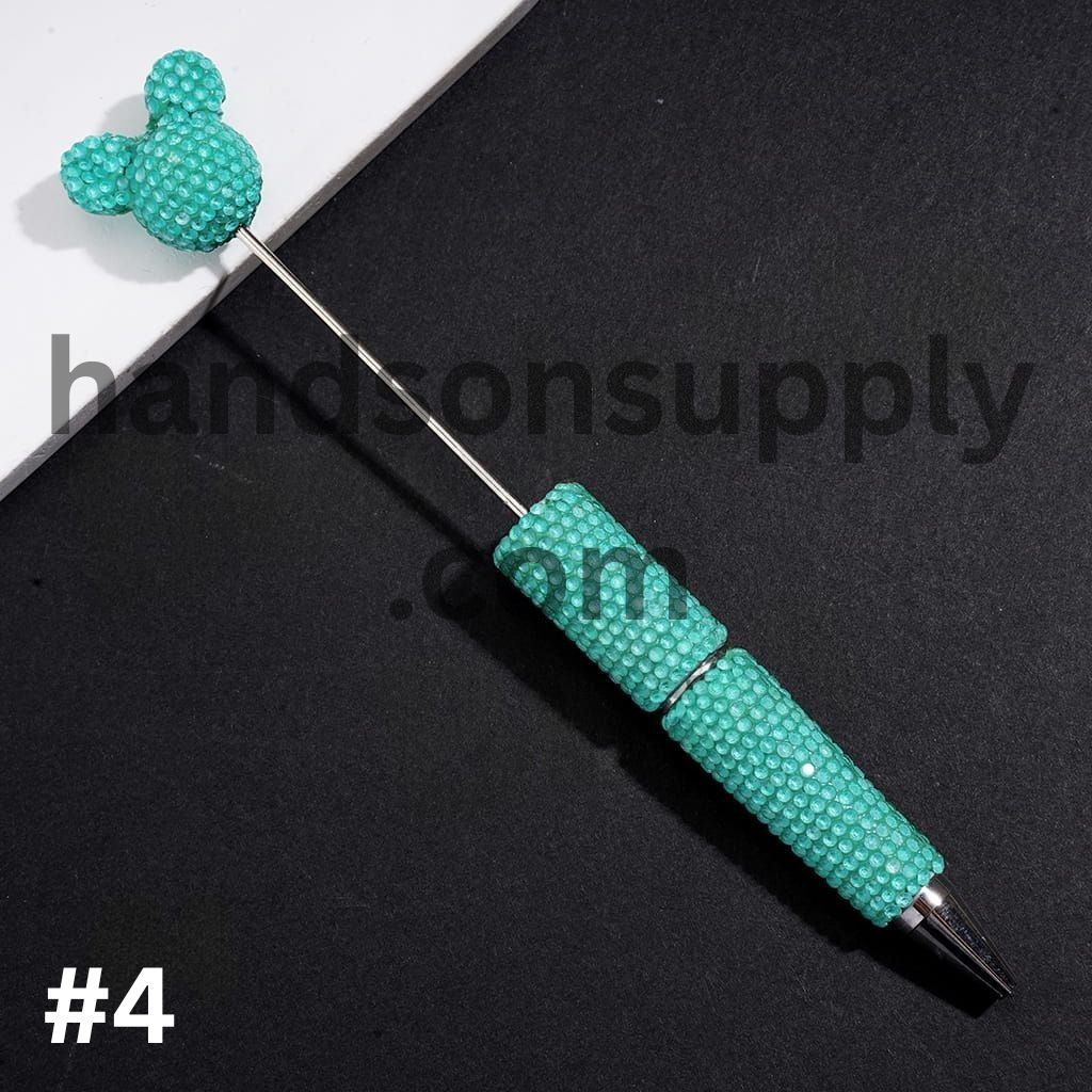 Vibrant Color Mouse Head Pen Topper with Sparkly Rhinestone Fluorescent Beadable Clay Pen (Please Read Description)