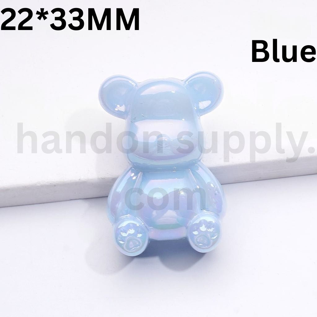 UV Coated Bearbric Style 33×22MM Solid Color Acrylic Beads Single Option Available