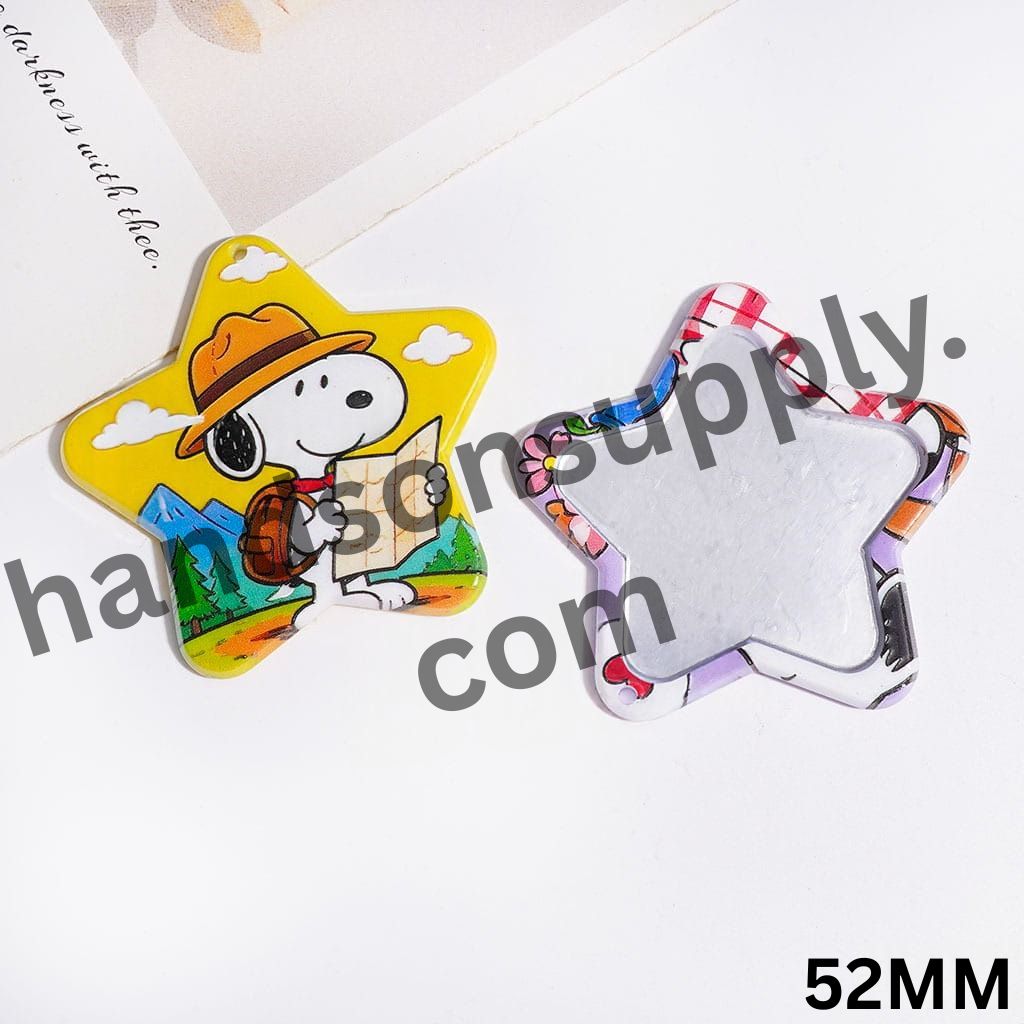 Cute Beagle Dog Character Star Shaped Acrylic Mirror, DIY Acrylic Pendants for Bag or Items, 52MM, Random Mix