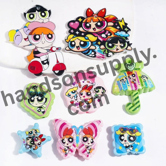 Fearless Brave Police Girl Character Acrylic Beads & Pendants, Random Mix