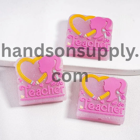 3D Cute Honey Bear and Girl Boy Mouse and Pink Girl Teacher Characters Silicone Focal Beads