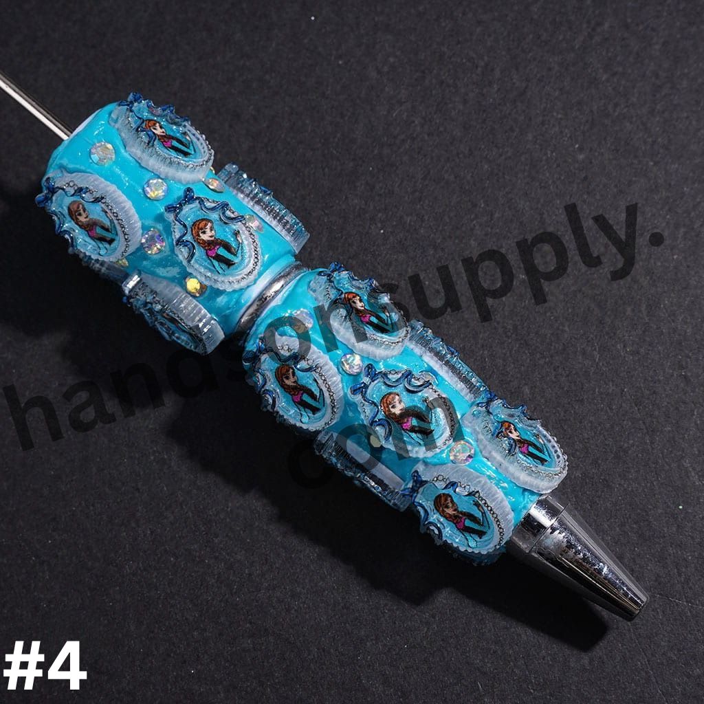 Classic Princess Character Series with Oval Mirror, Bowtie and Sparkling AB Rhinestones Beadable Clay Pens