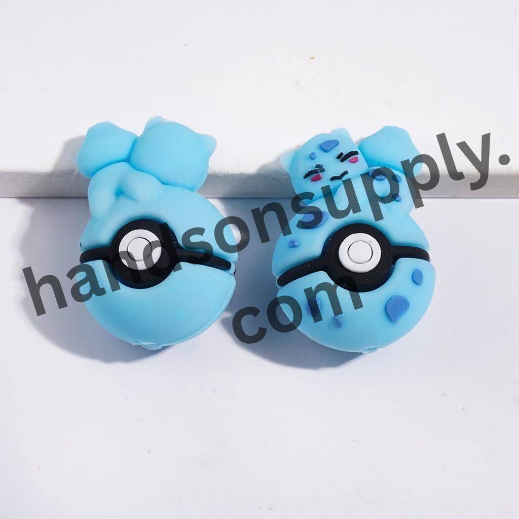 3D Mystical Spirit Cat Resting on Magic Ball Silicone Focal Beads, 20*30MM, Multi-Color