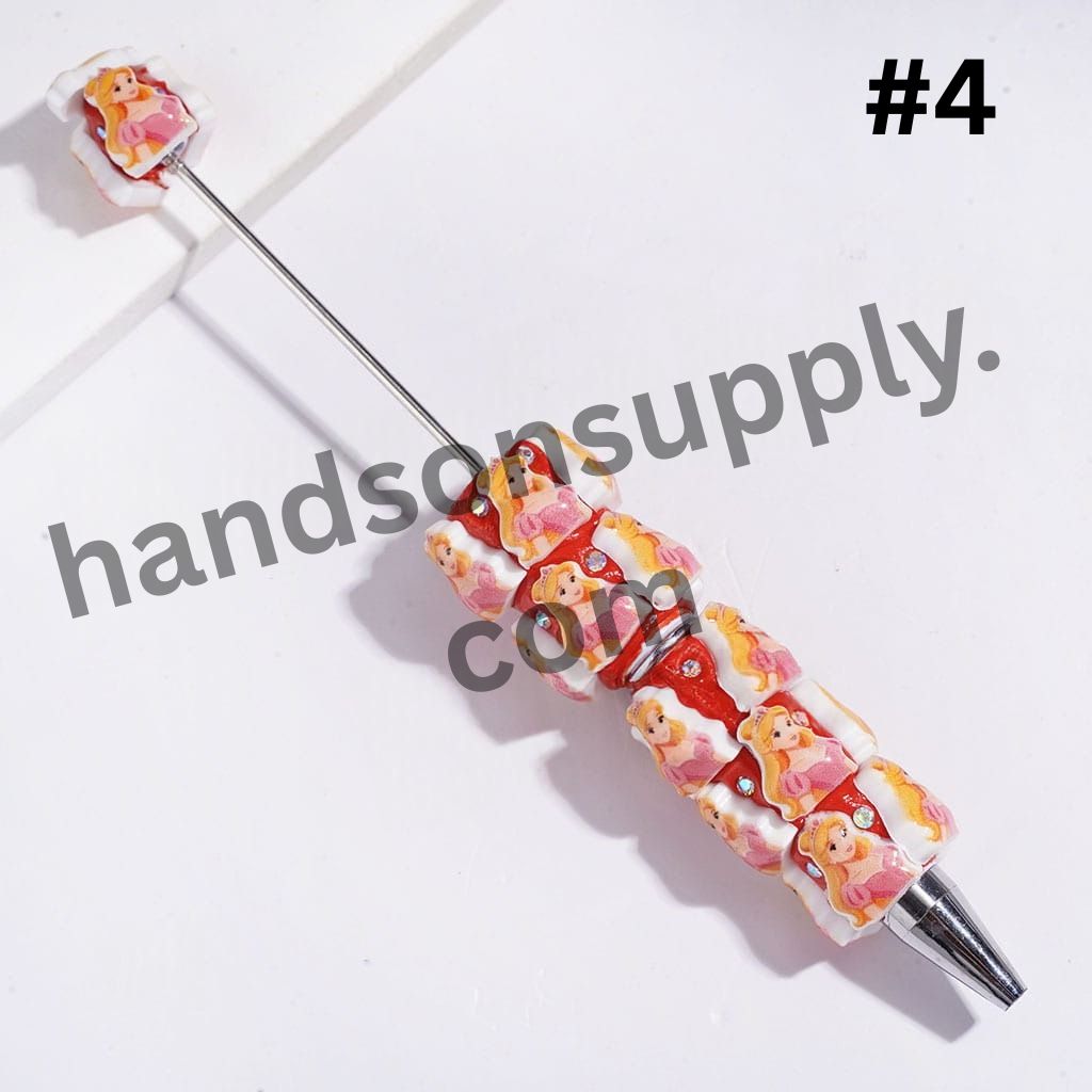 Cute Disney Classic Animation Pretty Princess Character Series with AB Rhinestones, Beadable Clay Pens, Assorted Designs, Random Mix