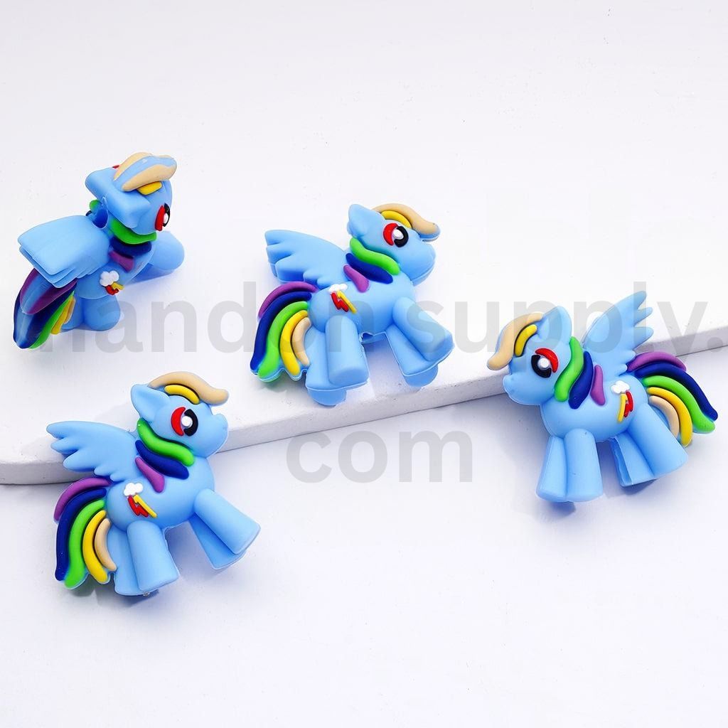 3D My Little Pony Silicone Focal Beads Twilight, Rainbow, Pinkie, Rarity Assorted Styles
