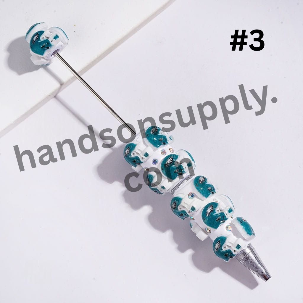 American Football Helmet & AB Rhinestone Assorted Team Series Beadable Clay Pens, Multi-Color