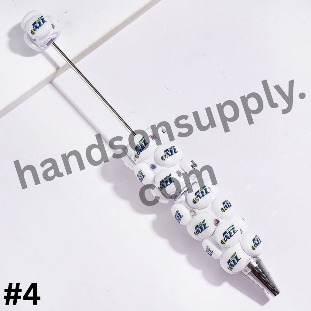 American Basketball Team Logo Design & Sparkling AB Rhinestone Beadable Clay Pens