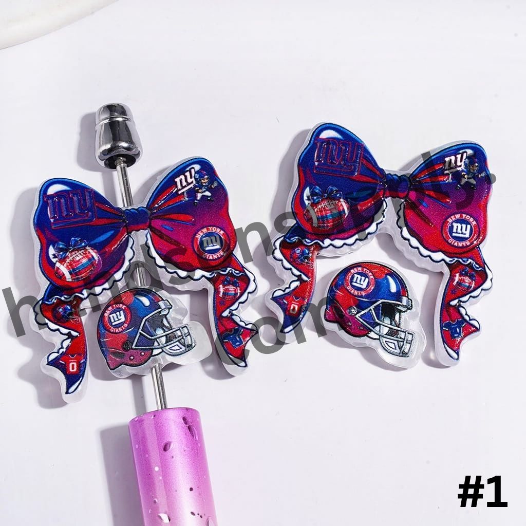 American Sports Football Team Bowtie, Bowknot & Helmet Collection Set Acrylic Beads, Random Mix