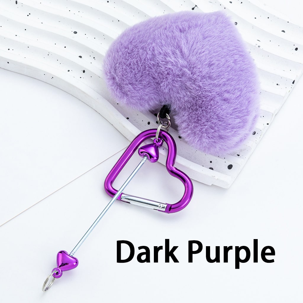 Beadable Metal Heart Shape Frame DIY Pom-Pom Heart Keychain 160MM