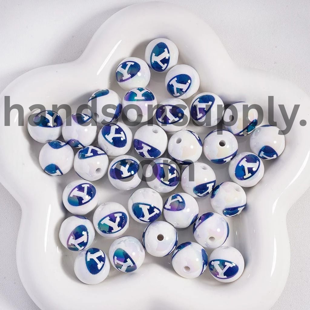 UV Coating American College Football Acrylic Beads, 16MM