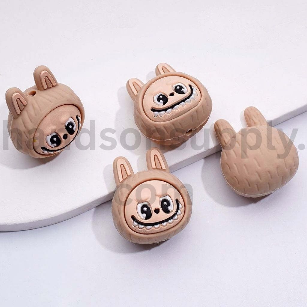 3D Cute Vivid Monster Doll Head Pop Mar Silicone Focal Beads
