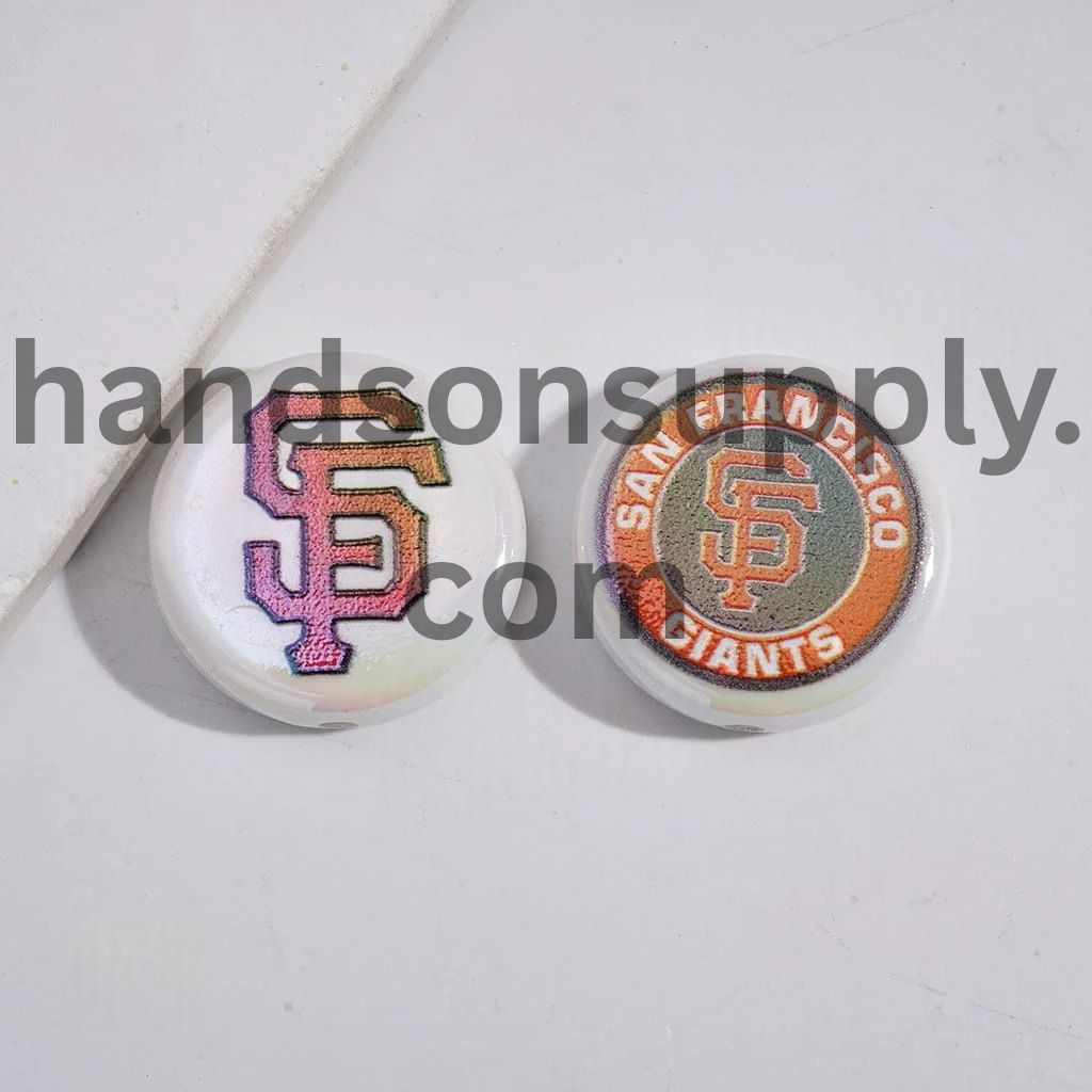 UV Coating with Sports American Baseball Series Acrylic Beads, Around 24MM, Flat Round Shape