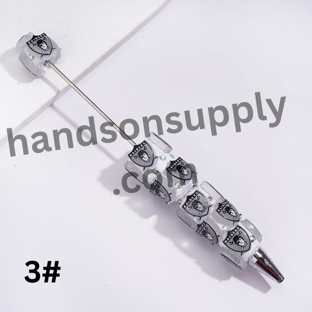 USA Football Team & Baseball Heart Design Series with Sparkling AB Rhinestone Beadable Clay Pens