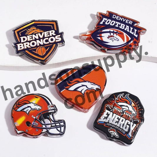 Dynamic Denver American Football Team Acrylic Beads, Diverse Designs, Random Mix