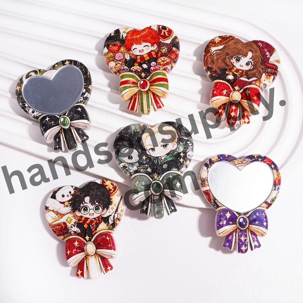 Magical Wizard Boy Character Series with Heart Mirror, Bowtie and Magic Mirror Designs Acrylic Beads, 50*41MM, Random Mix