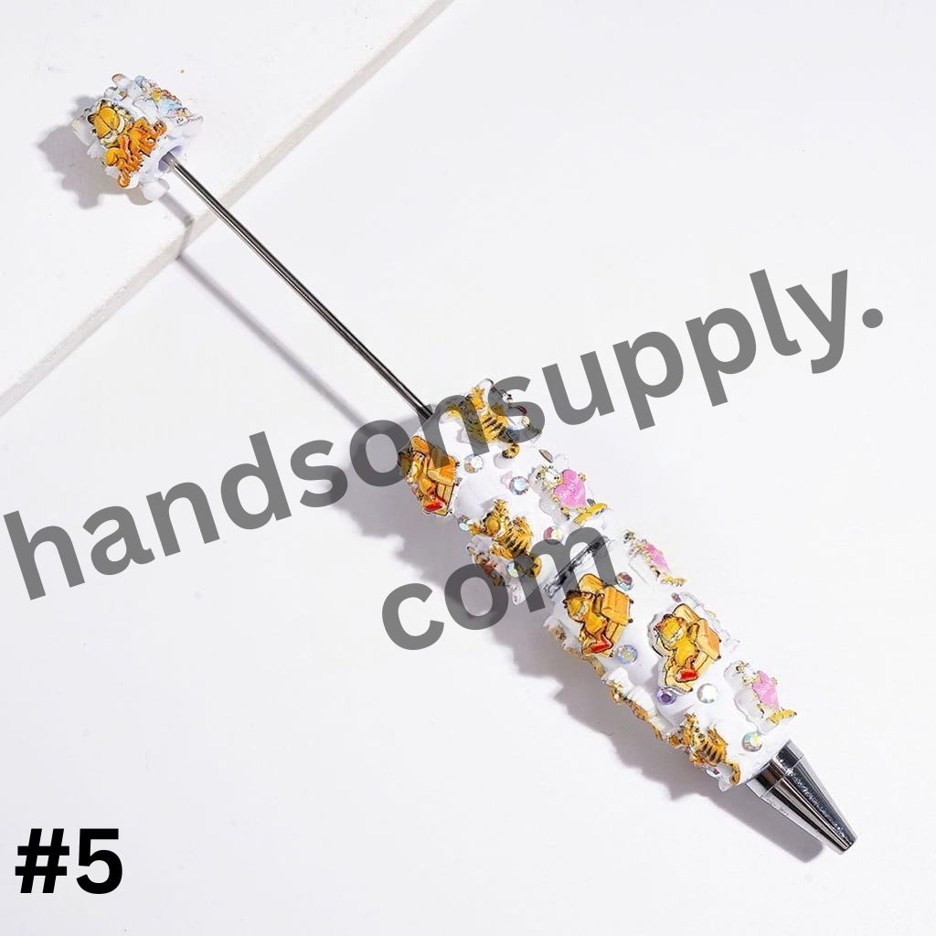 Adorable Lazy Sleepy Cat & Gentle Pet Dog Character Designs with Sparkling AB Rhinestone Beadable Clay Pens