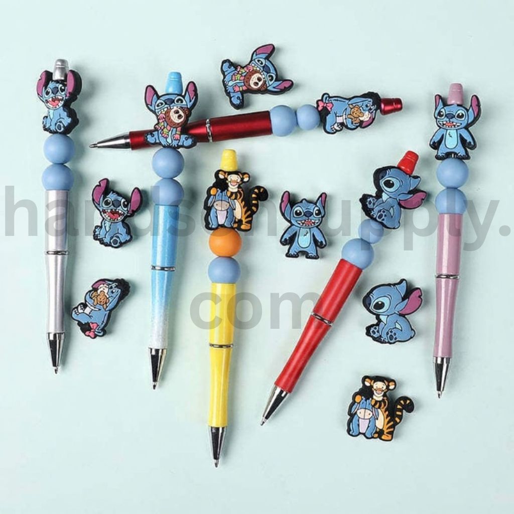 Cute Blue Stitch Eeyore Holding Teddy Bear Winnie the Pooh Silicone Focal Beads