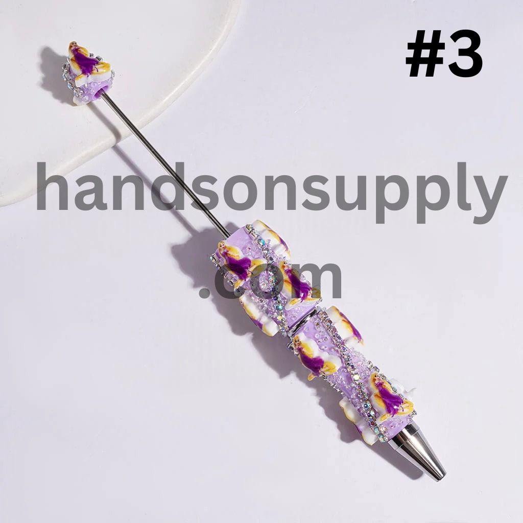 Classic Animated Princess Character series with Sparkling AB Rhinestone Chains & Clear Cone Rhinestones Accents Beadable Sugar Pens