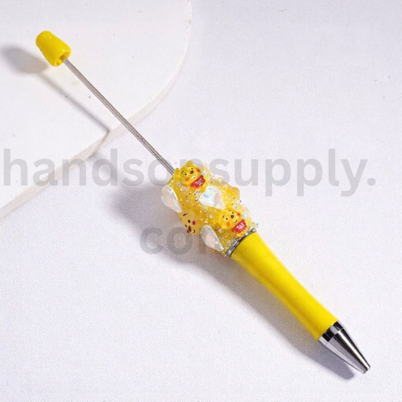 Kawaii Cute Beadable Pen with Clear Shiny Hearts and Cartoon Characters Micke Winni the Pooh Alie To Lots Bear James P. Sulliva