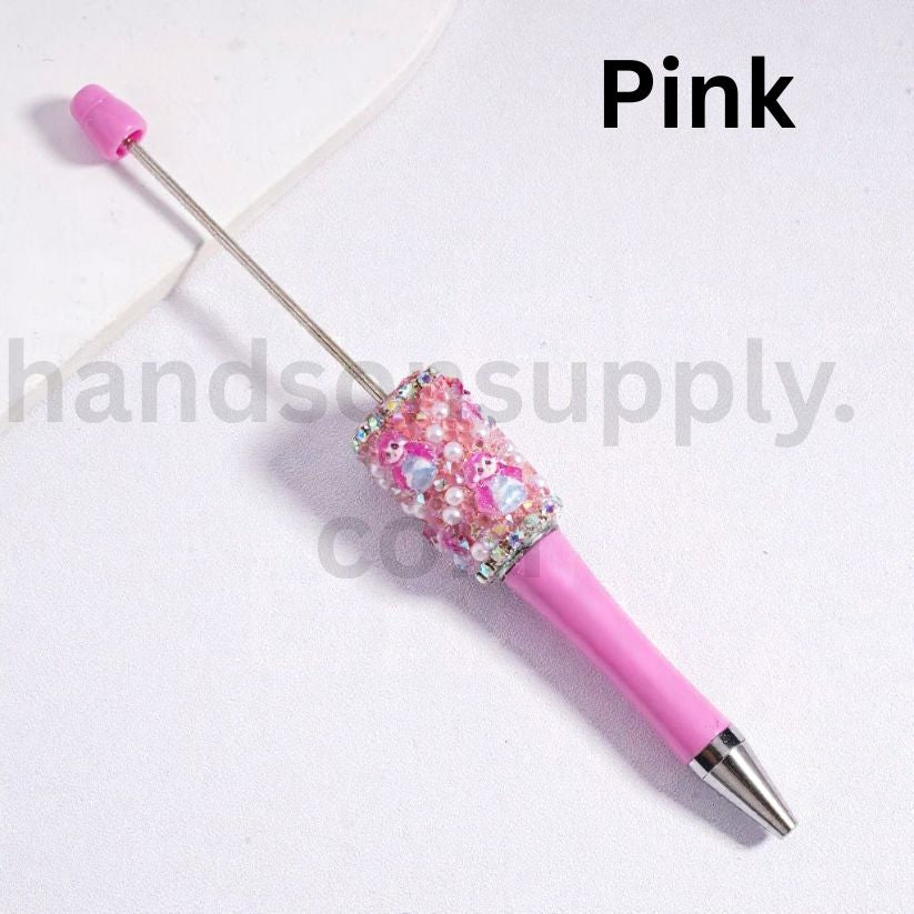 Disne Princess Snow Whit Mermai Luminous Beadable Clay Pen with AB Rhinestones, Chains, White Pearls, Cone Shape