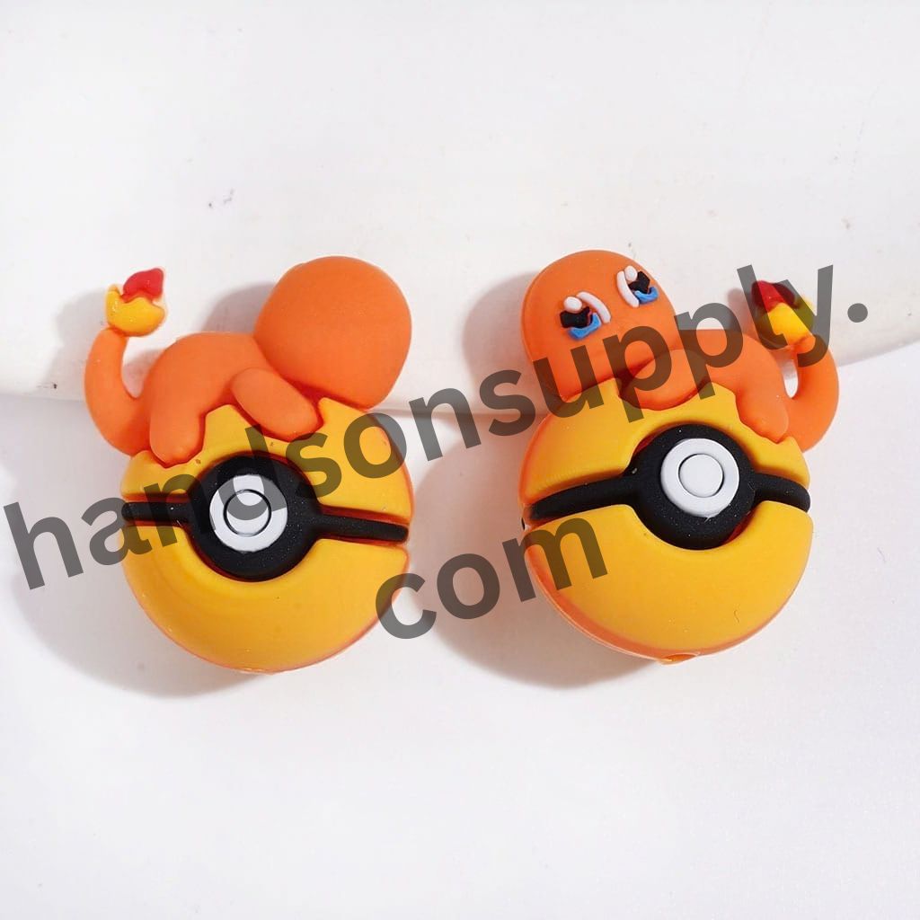 3D Adorable Fiery Dragon Character Resting on Magic Ball Silicone Focal Beads, 23*29MM, Multicolor