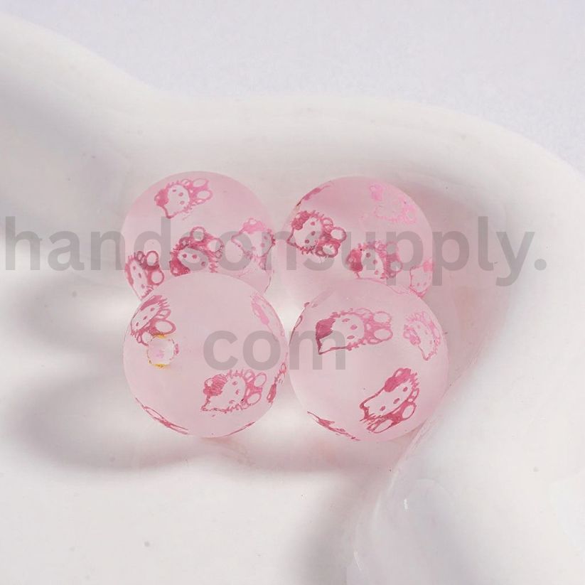 Luminous Frosted Matte Cute Cat Multi-Color Printed Acrylic Beads 16MM (Single Color is available for 200pcs(Whole Bag) Only)