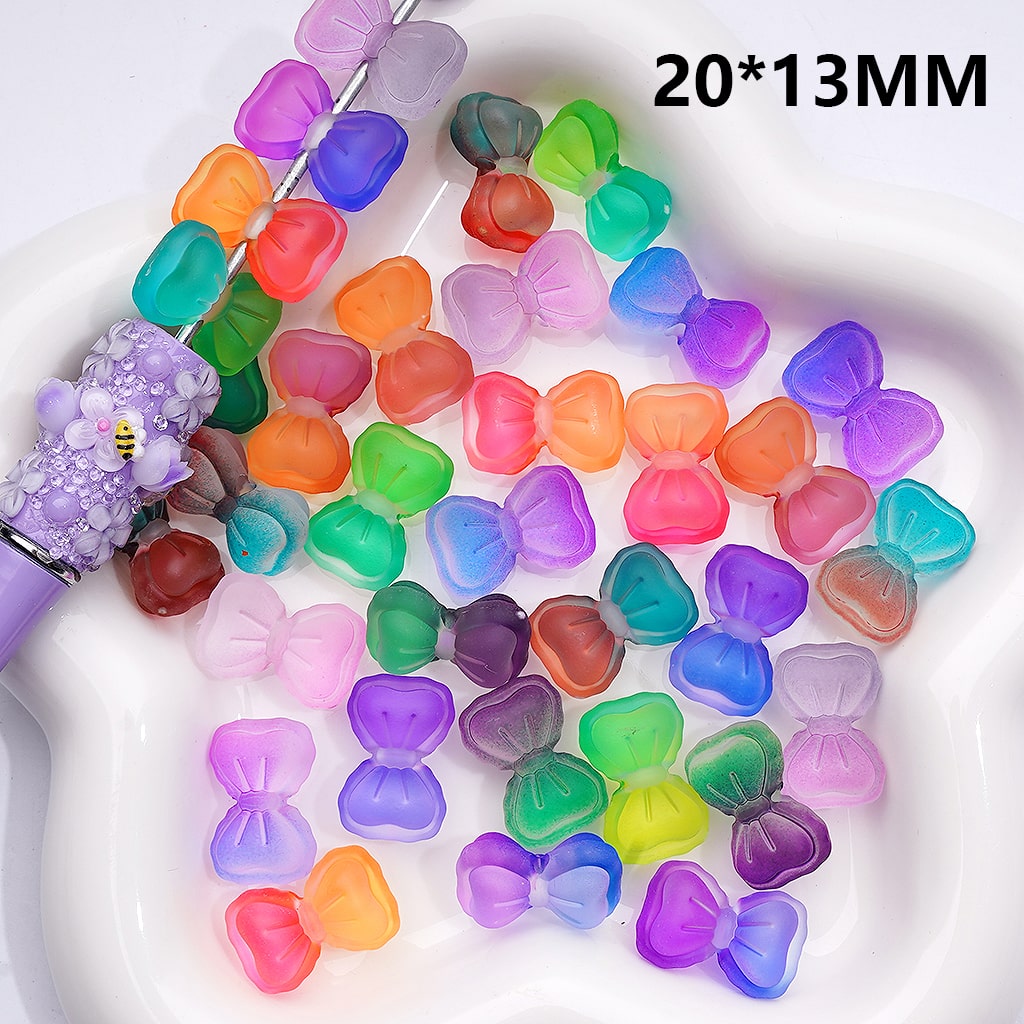 Frosted Translucent Acrylic Beads Bowknot Double Color 20*13MM